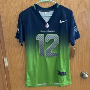 Kids Seahawks Jersey - Navy and Lime
